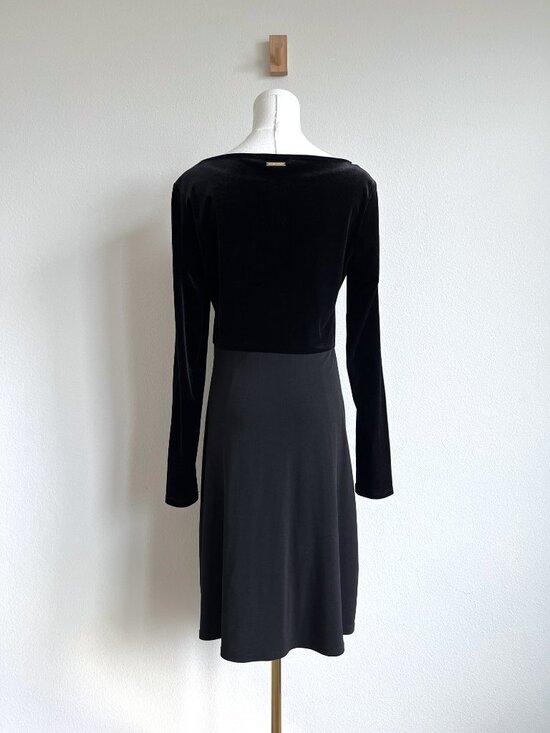 Michael Kors Black Velvet & Matte Twist Dress - Size M